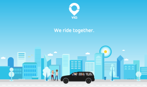 A screenshot of the Via rideshare homepage