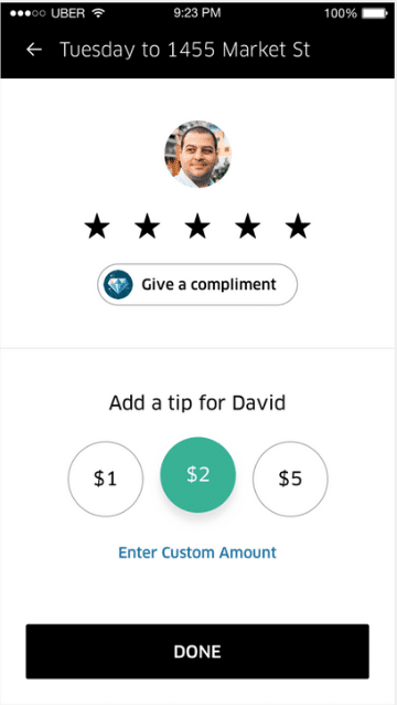 uber app add a tip