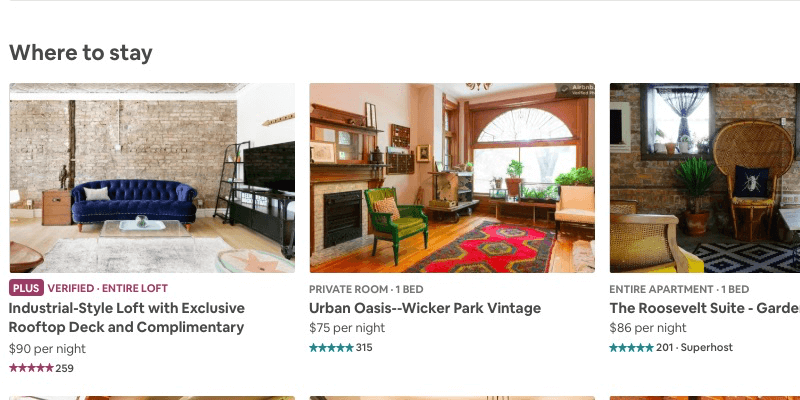 Airbnb listing homepage