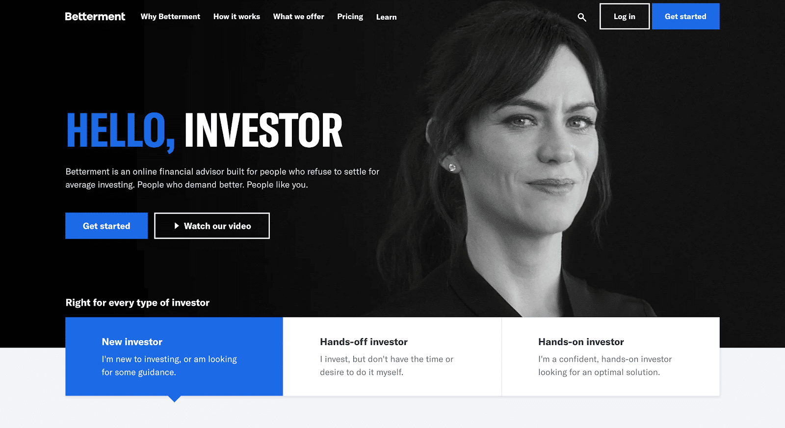 How to invest money: the Betterment webpage