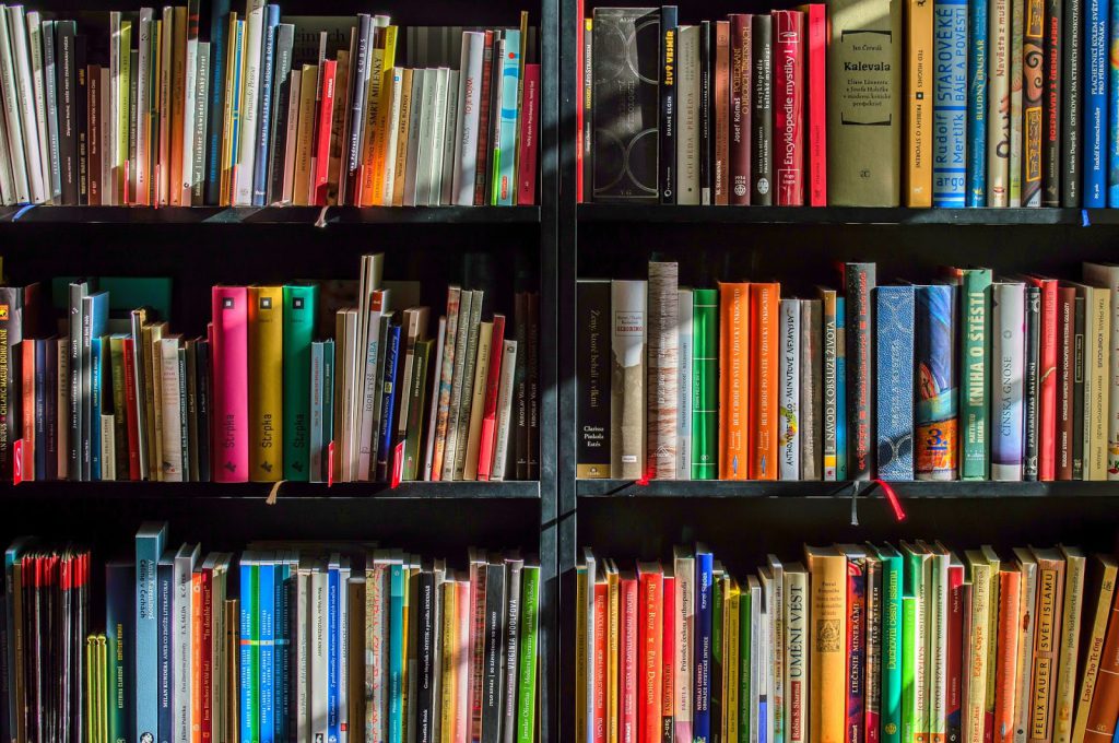 Sell used books: colorful books on a bookcase