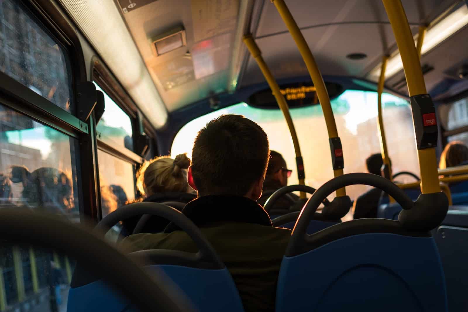 Person's silhouette on a bus