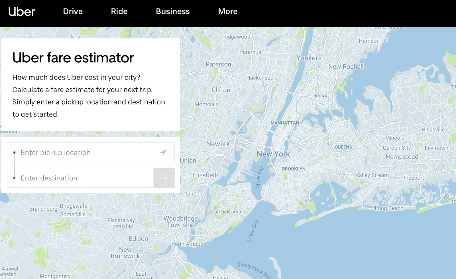 image showing an Uber pricing screenshot - for how much is Uber post on gigworker.com