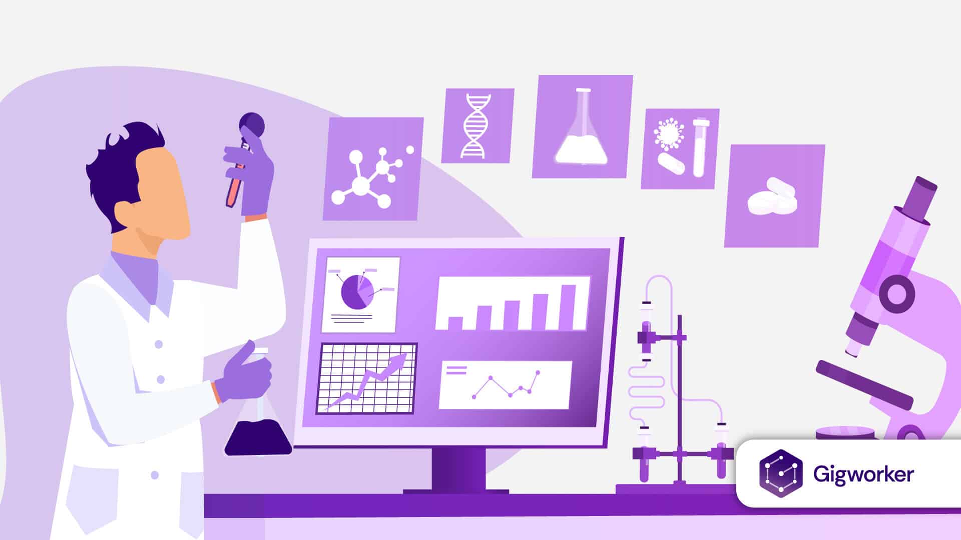 vector graphic showing an illustration of people working on paid clinical trials