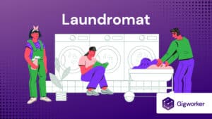 vector graphic showing an illustration of washing machines in a laundromat to show how to start a laundromat
