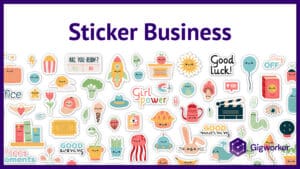 vector graphic showing an illustration of how to start a sticker business