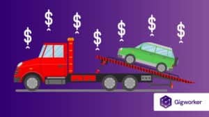 vector graphic showing an illustration of making money from a tow truck business