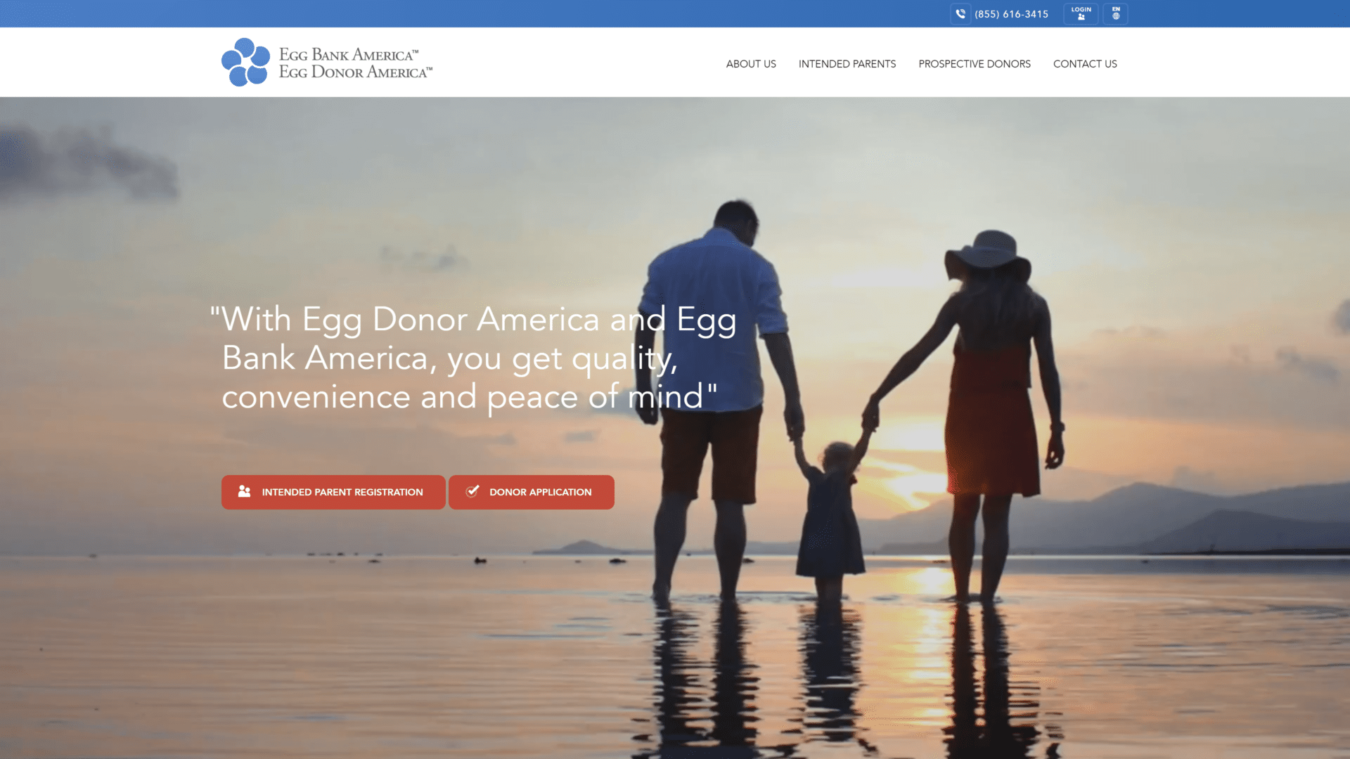 screenshot of egg donor America and egg bank America homepage