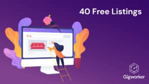 vector graphic showing an illustration of etsy 40 free lisiting