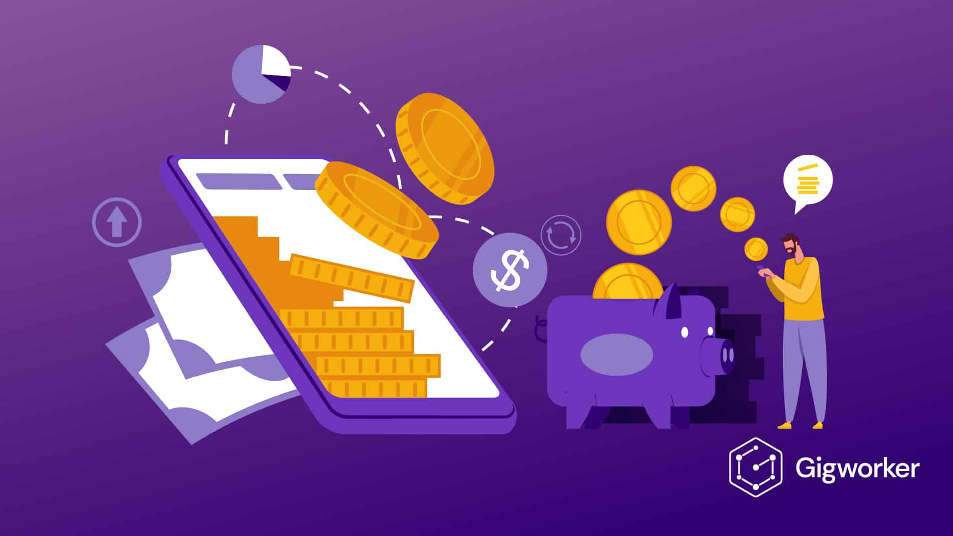 vector graphic showing an illustration of making money online for beginners
