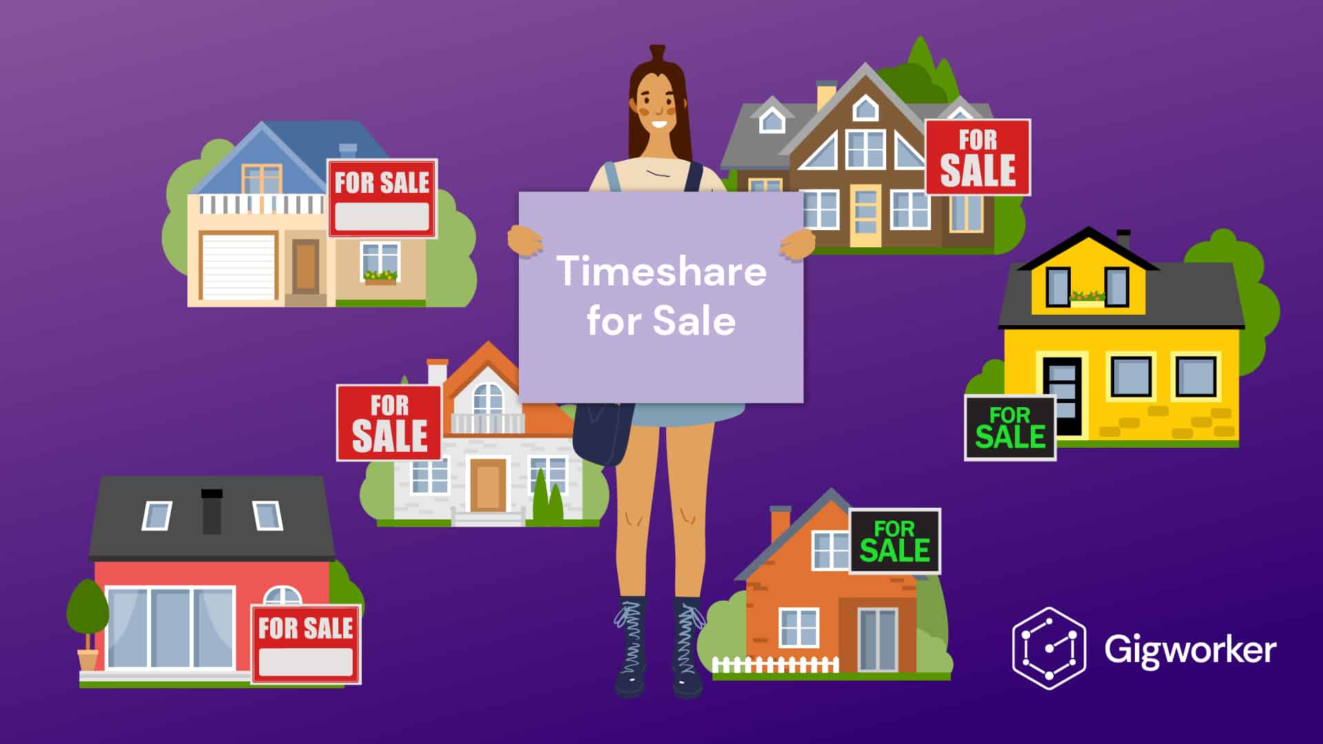 vector graphic showing an illustration of how to sell a timeshare