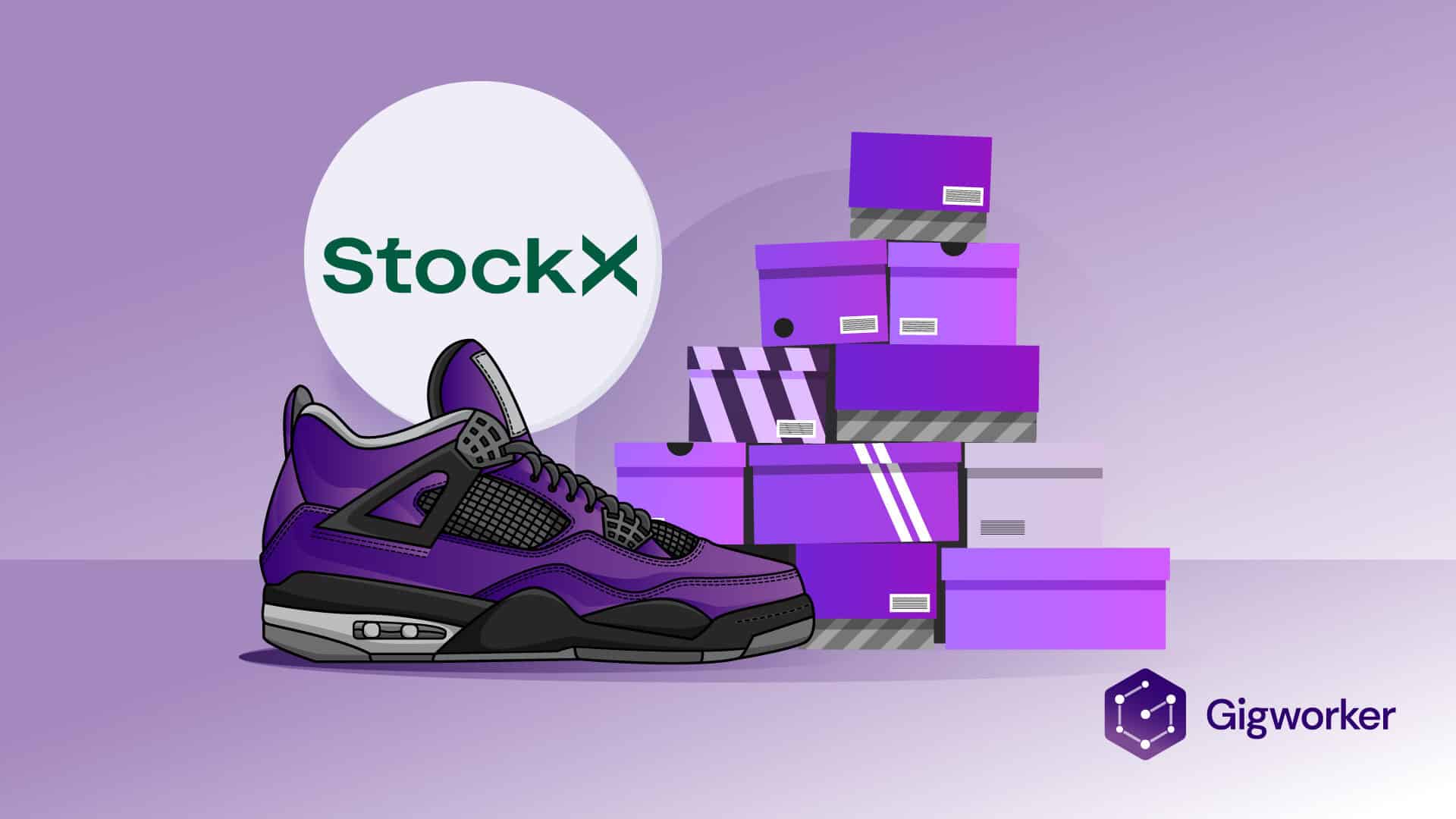 vector graphic showing an illustration of shoes being sold on stockx
