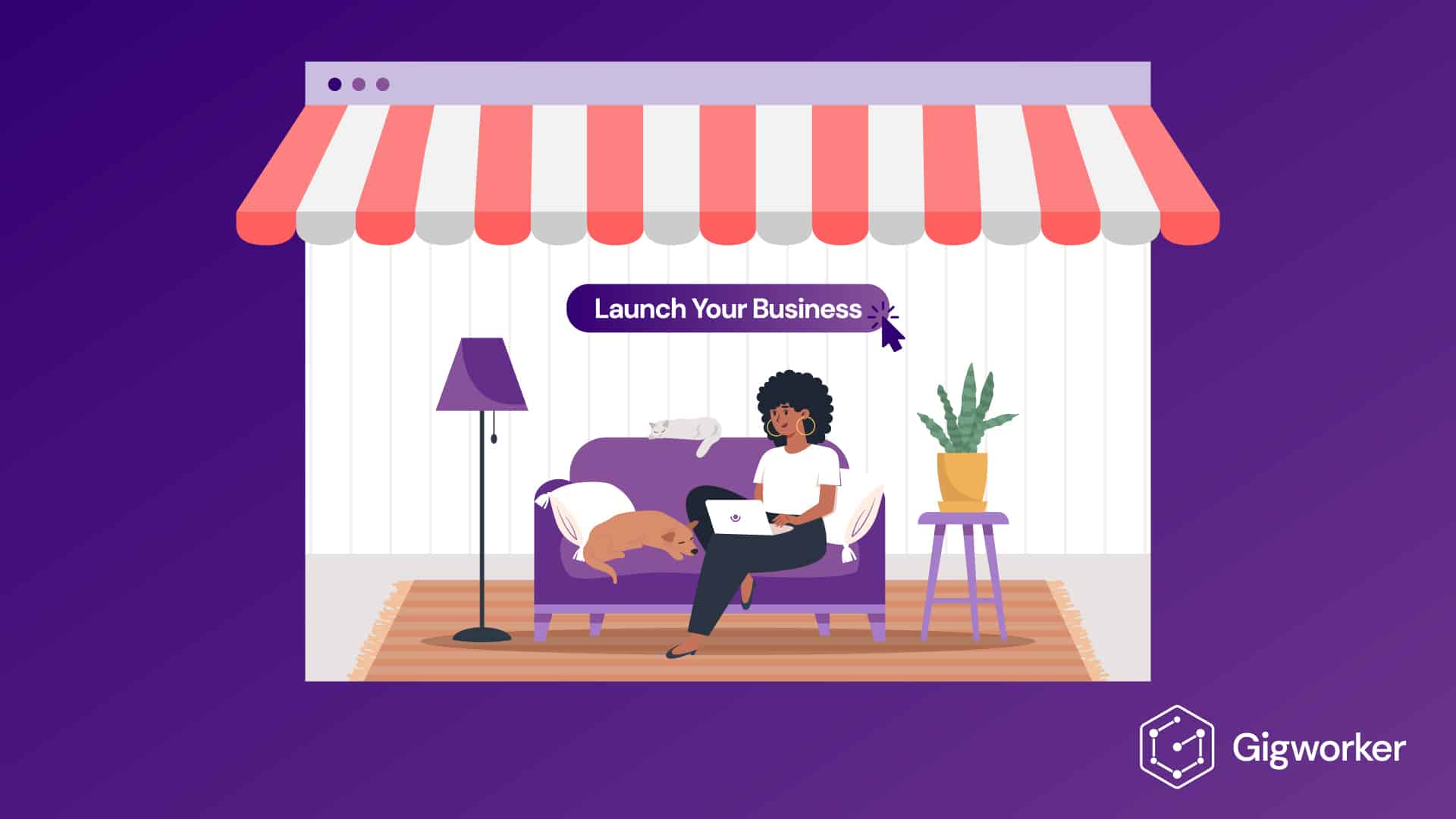 vector graphic showing an illustration of how to start a business from home