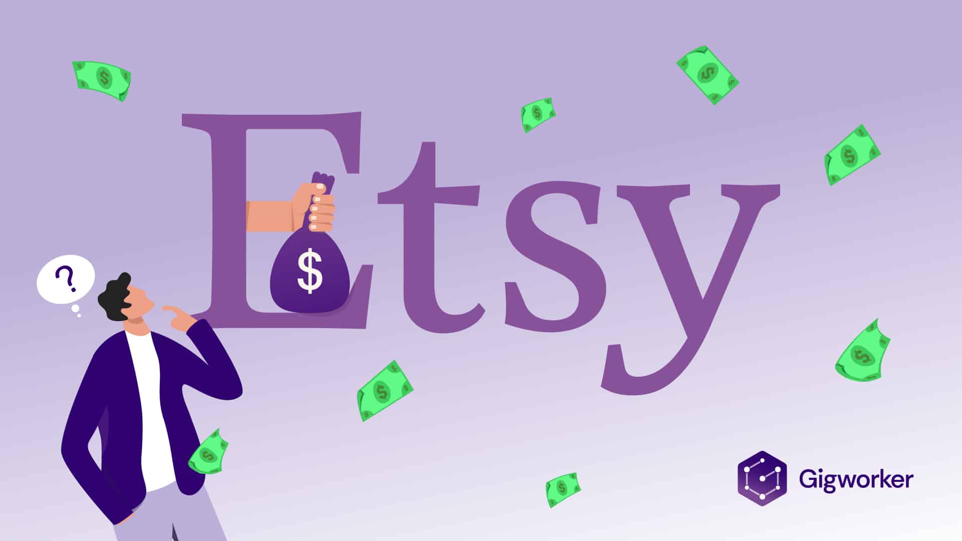 vector graphic showing an illustration of how to make money on etsy