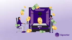 vector graphic showing an illustration of how to make money with a 3d printer