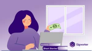 vector graphic showing an illustration of sell short stories for money
