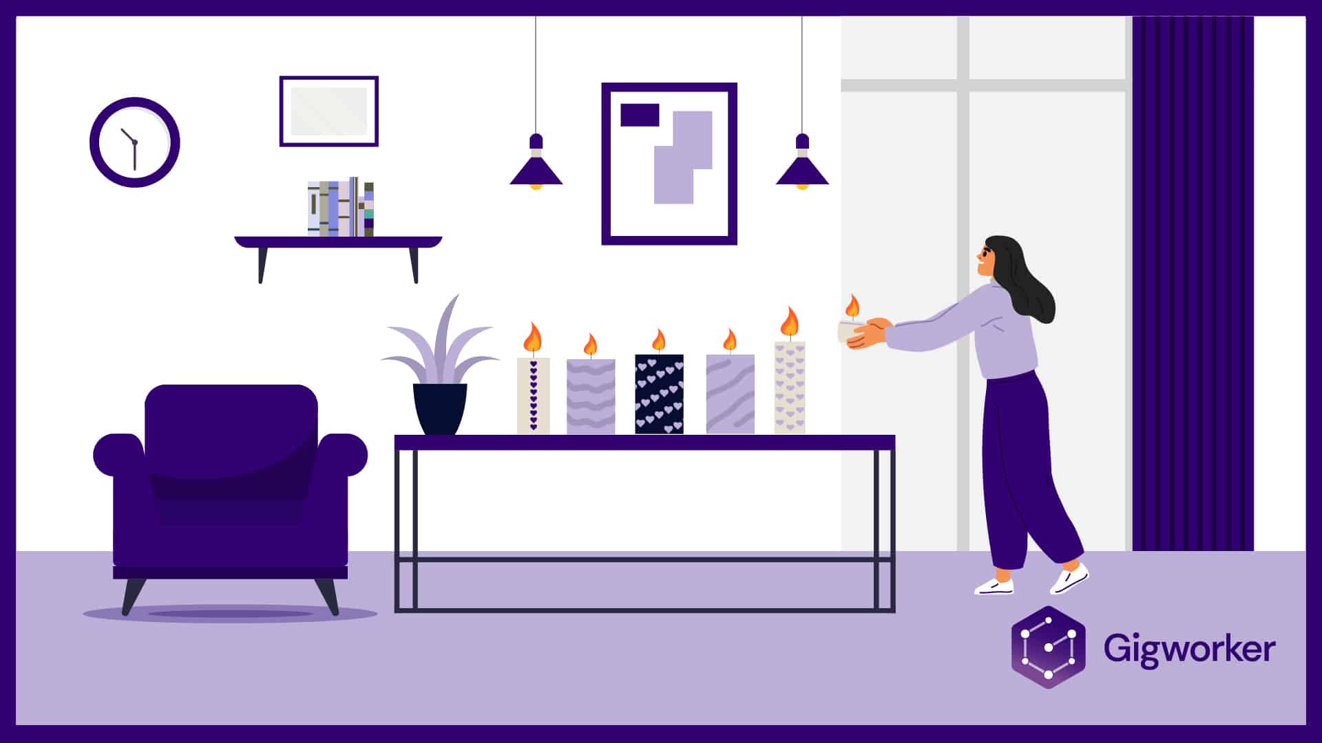 vector graphic showing an illustration of selling candles from home