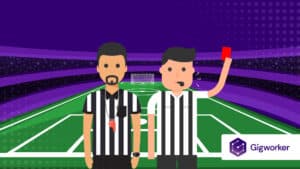vector graphic showing an illustration of two referees in a pitch related to how to become an nfl referee