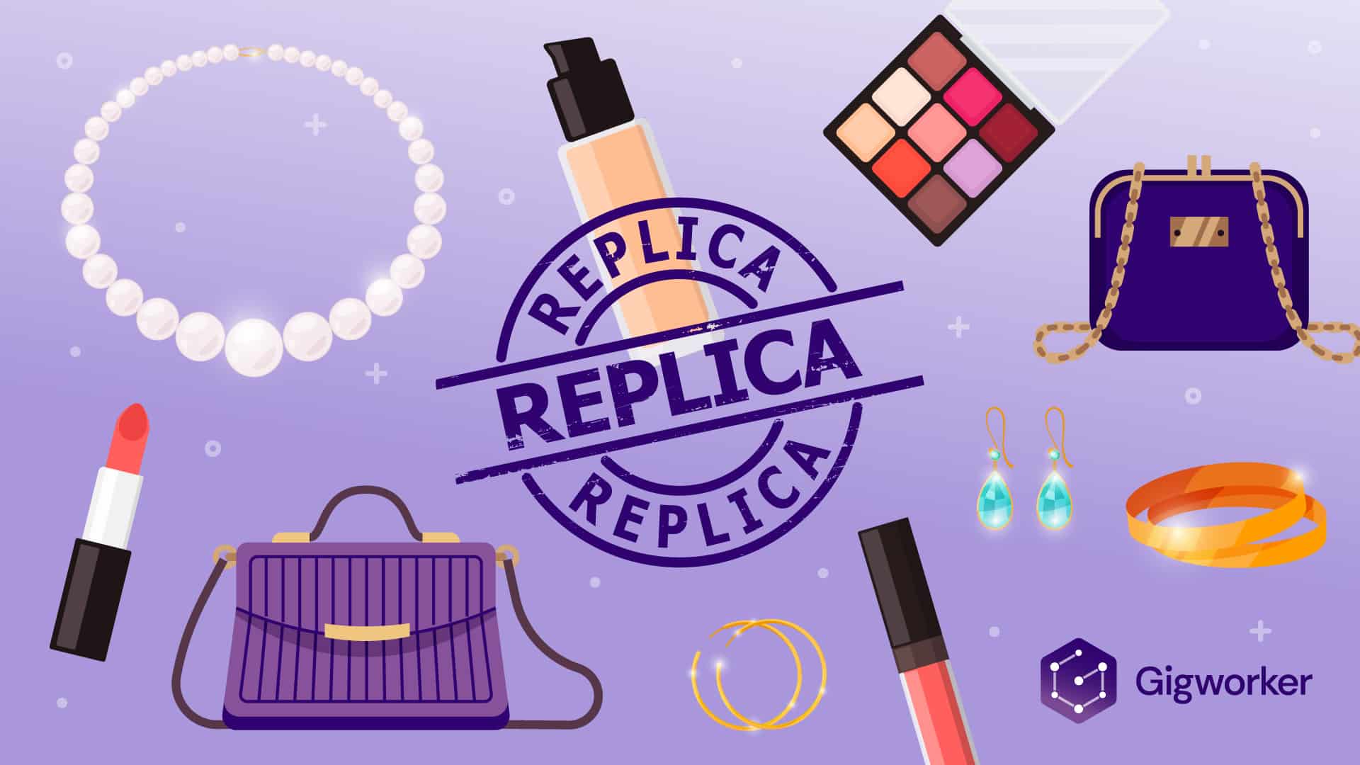 vector graphic showing an illustration of how to sell replicas legally