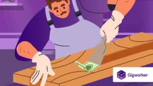 vector graphic showing an illustration of a man woodworking to show how to make money woodworking