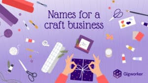 vector graphic showing an illustration of different craft items related to names for a craft business