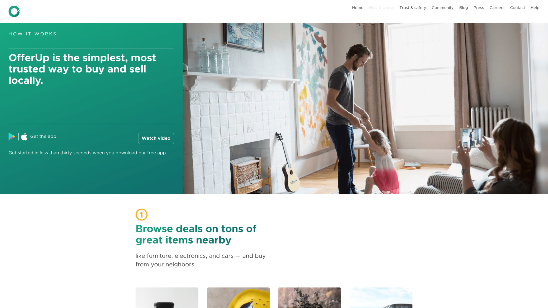a screenshot of the offerup Live homepage