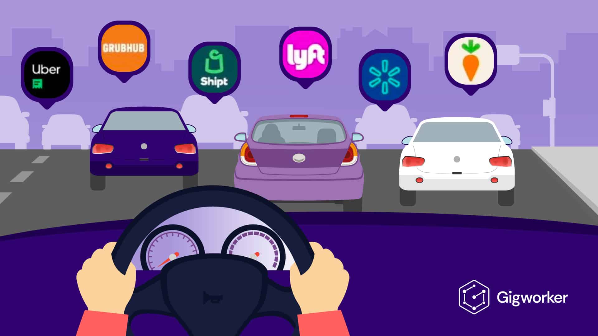 vector graphic showing an illustration of different driving apps related to driving app jobs
