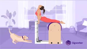 vector graphic showing an illustration of a pilates instructor showing how to become a pilates instructor