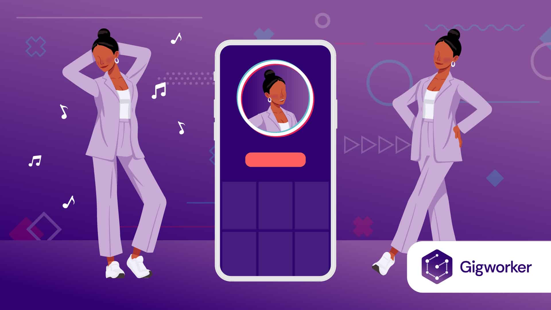 vector graphic showing an illustration of two ladies dancing related to how to become tiktok famous