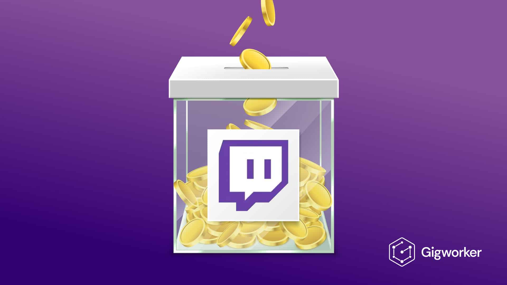 vector graphic showing an illustration of a saving box with money in it to show how to get paid on twitch